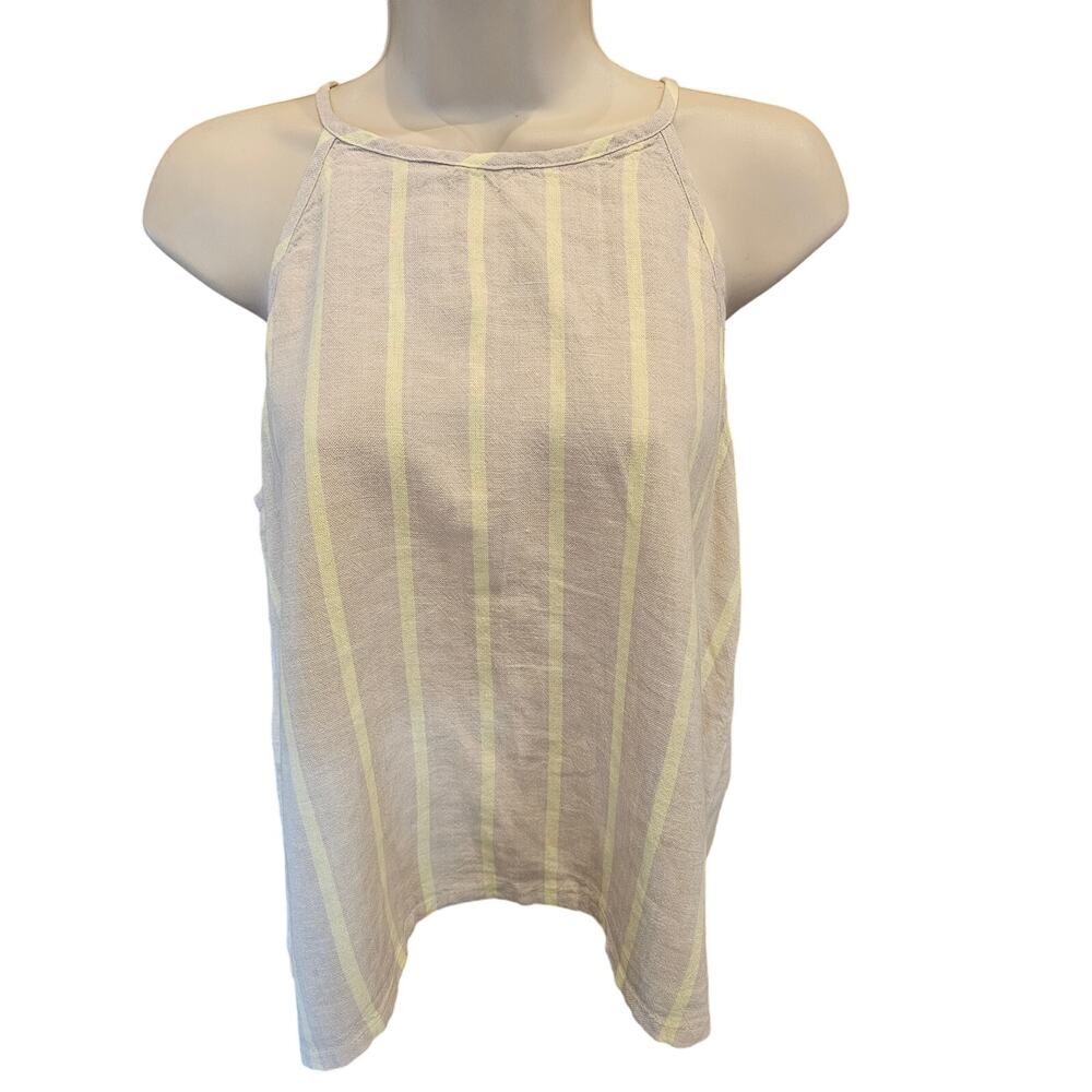 NWT Ann taylor linen blend summer tank career casual layering beige yellow Small